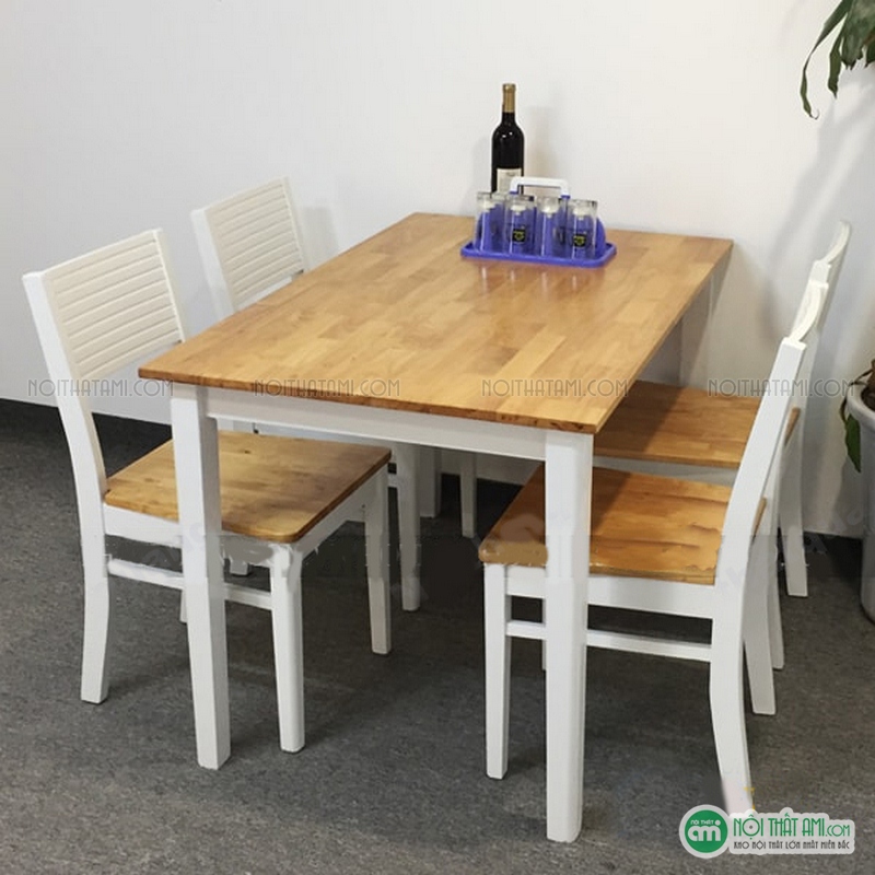 Nếu bạn đang tìm kiếm một bàn ăn gỗ đơn giản nhưng tinh tế, bàn 4 ghế tựa lưng này chắc chắn sẽ là lựa chọn hoàn hảo cho bạn. Thiết kế của bàn này hoàn hảo cho các buổi tiệc nhỏ và thân mật với gia đình và bạn bè. Với bốn ghế được thiết kế sành điệu, bạn có thể dễ dàng tìm được chỗ ngồi thoải mái và thư giãn trên chiếc ghế này.