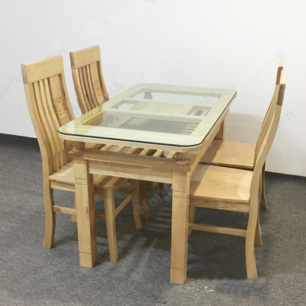 Bộ bàn ăn 4 ghế gỗ sồi Nga
